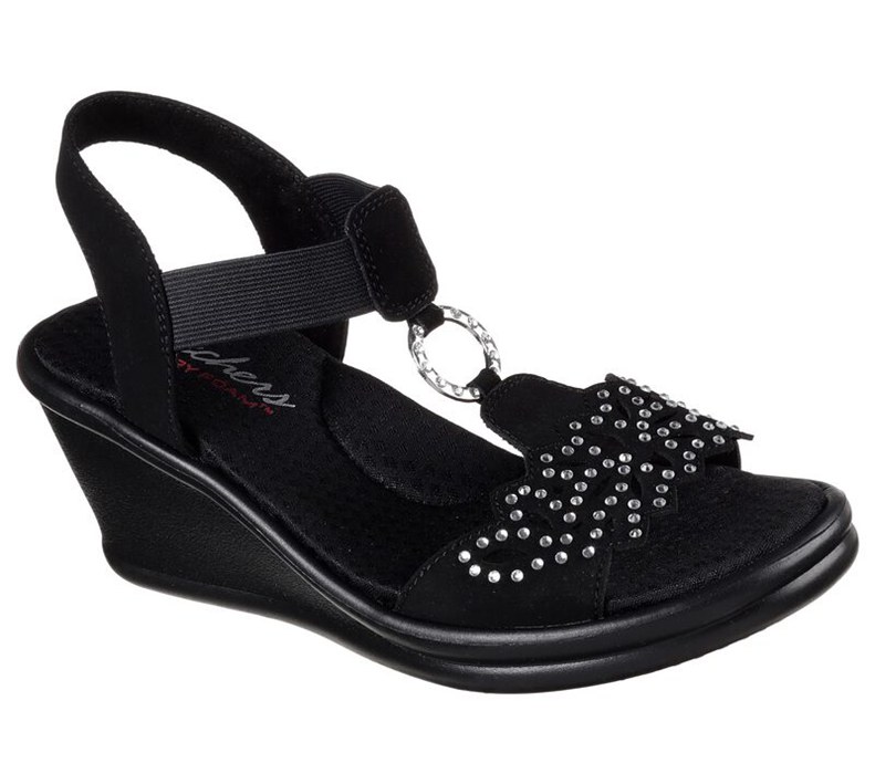 Skechers Dam Svarta Kilar Sandaler - Rumblers - Queen B - Sverige (CAMWT-1259)